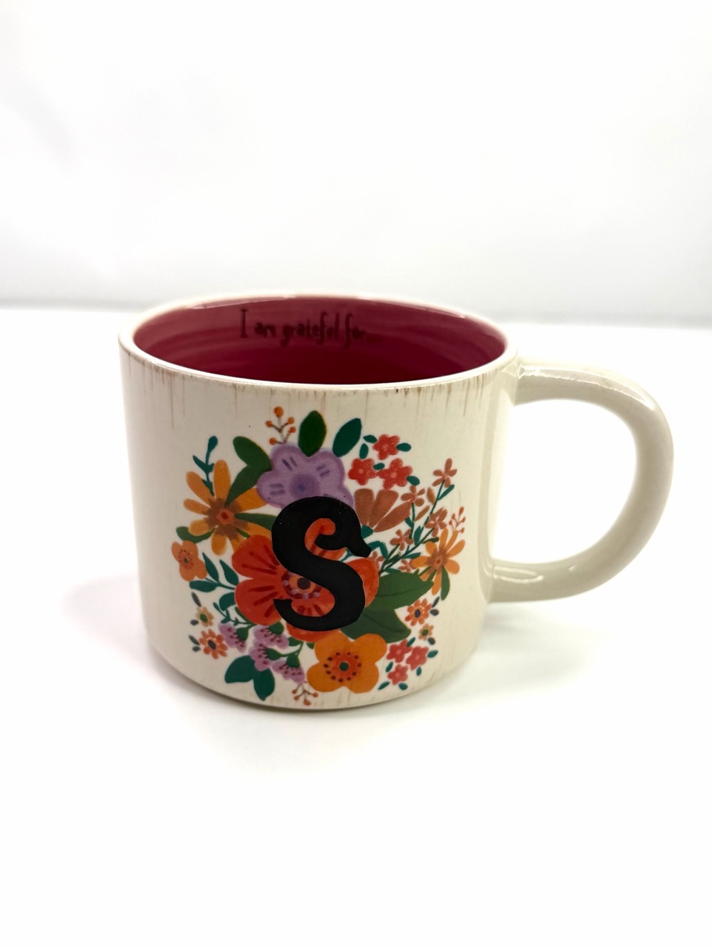Natural Life S Monogram Initial Floral Flower I’m Grateful For Mug